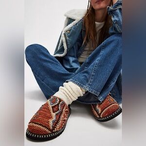 New Free People Terracotta Magic Carpet Slides Mules Boston Clogs sz 7